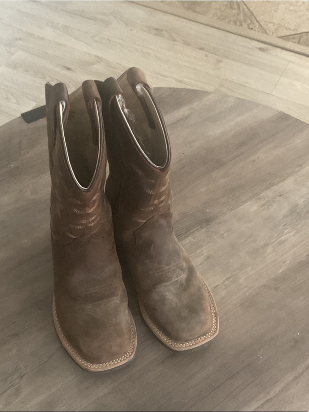 Kids Brown Suede Western Pull-On Cowboy Boots